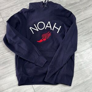Noah NYC Dark Blue Sweater with Red Winged Logo
